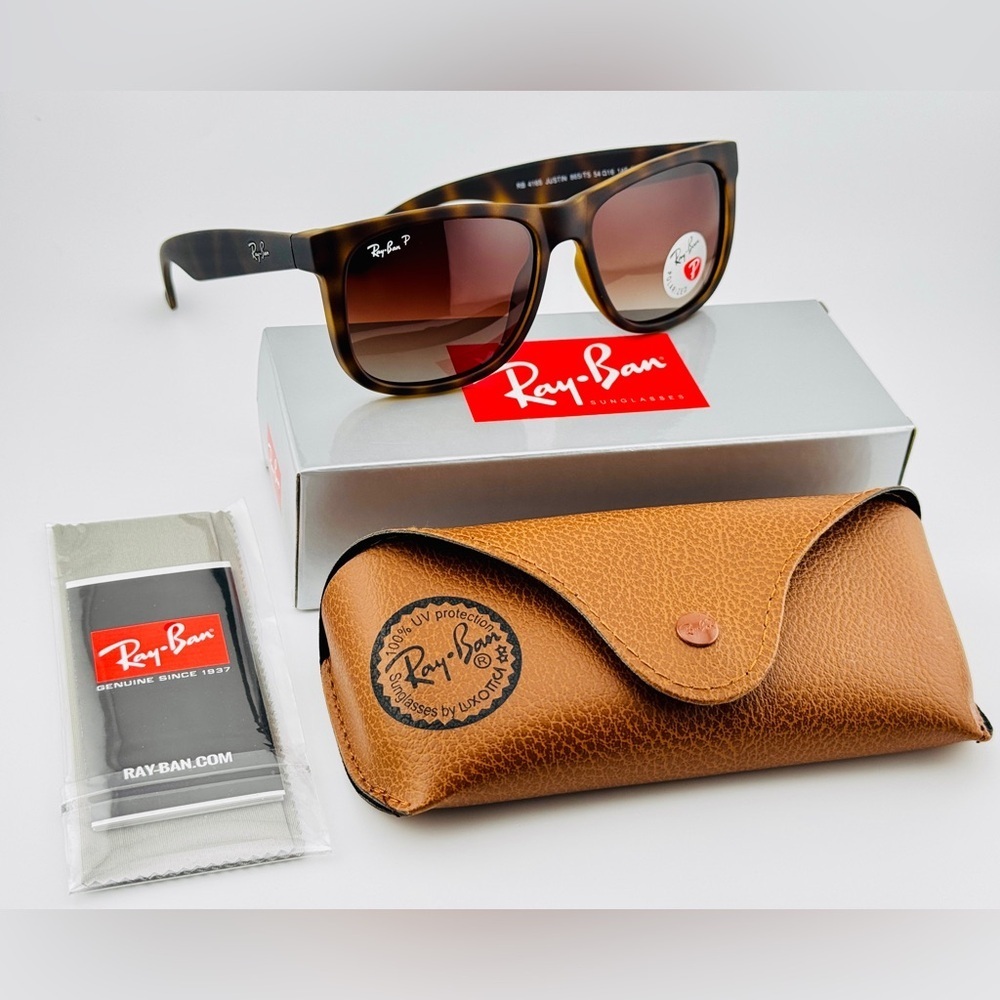 Ray-Ban Justin Polarized Sunglasses RB4165 Matte Havana Brown Gradient lenses - Picture 15 of 15